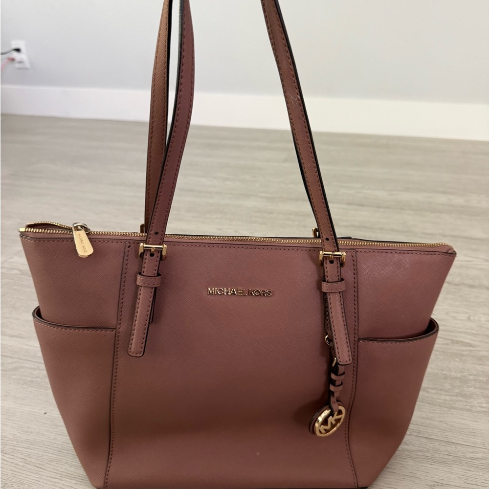 Michael Kors dusty rose/rose blush Saffiano Leather Tote with Gold Hardware